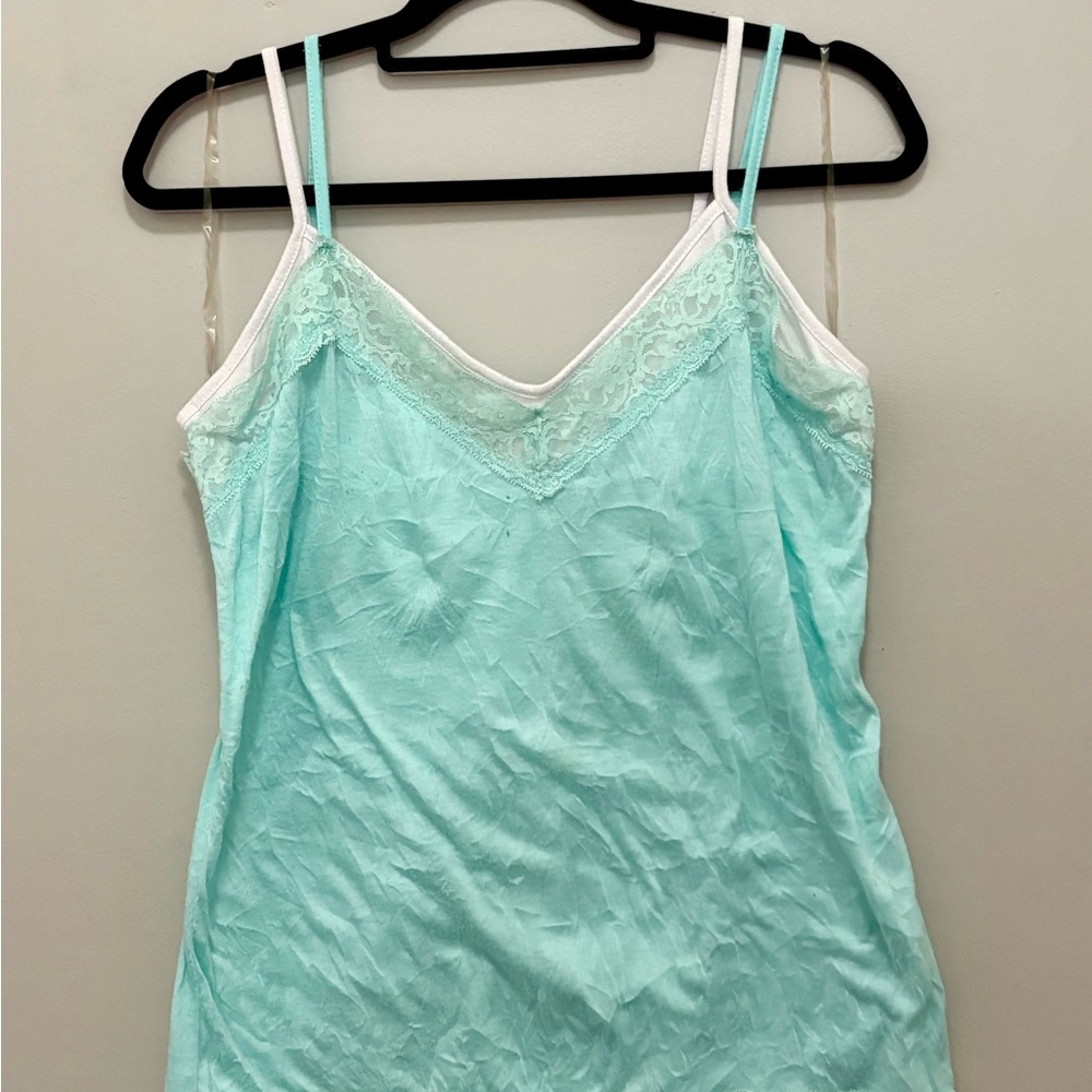 Bobbie Brooks Light Blue Lace Trim Camisole - Picture 2 of 5